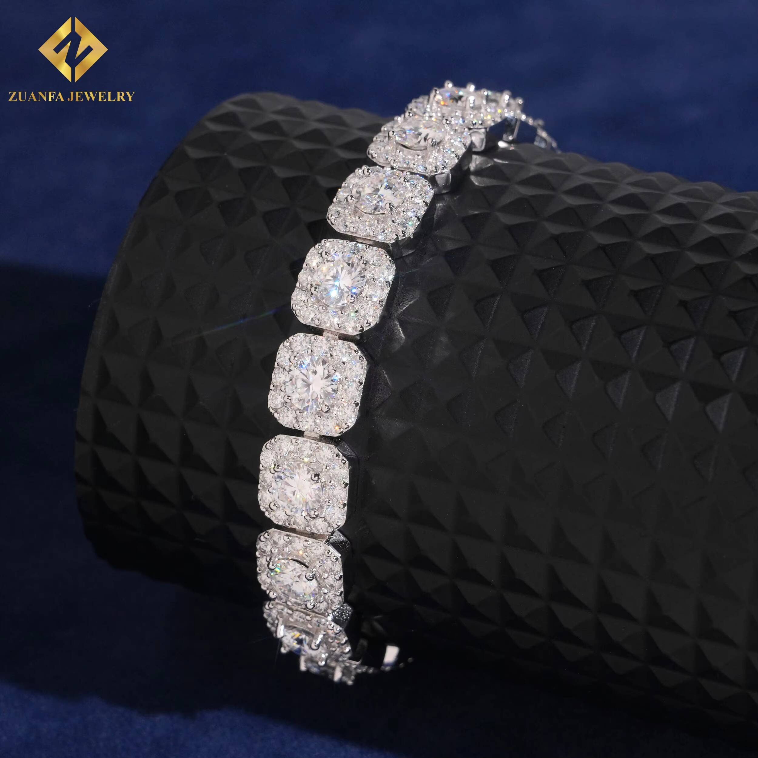 High Quality Hip Hop Moissanite Jewelry 10MM 925 Sterling Silver Iced Out VVS Moissanite Diamond Cuban Link Chain Bracelet Men