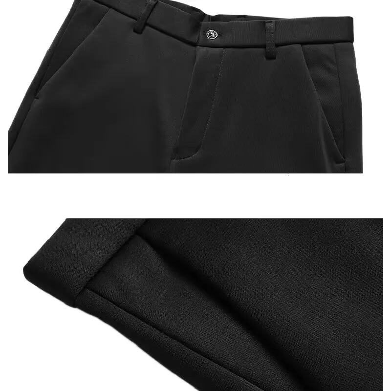 Mid Age Mens Pants Winter Thermal Dress Trousers Thick Warm Business Casual Office Wear Elastic Waistband Plus Size 260120