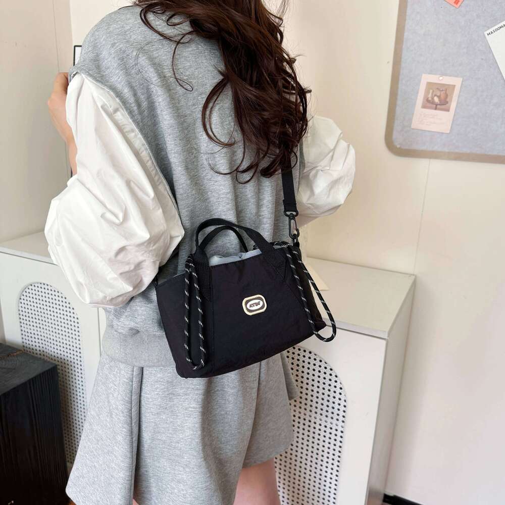 ummer Drawstring Colorblock Fashionable Lightweight Nylon Shoulder Bag Casual Outdoor Phone Pouch