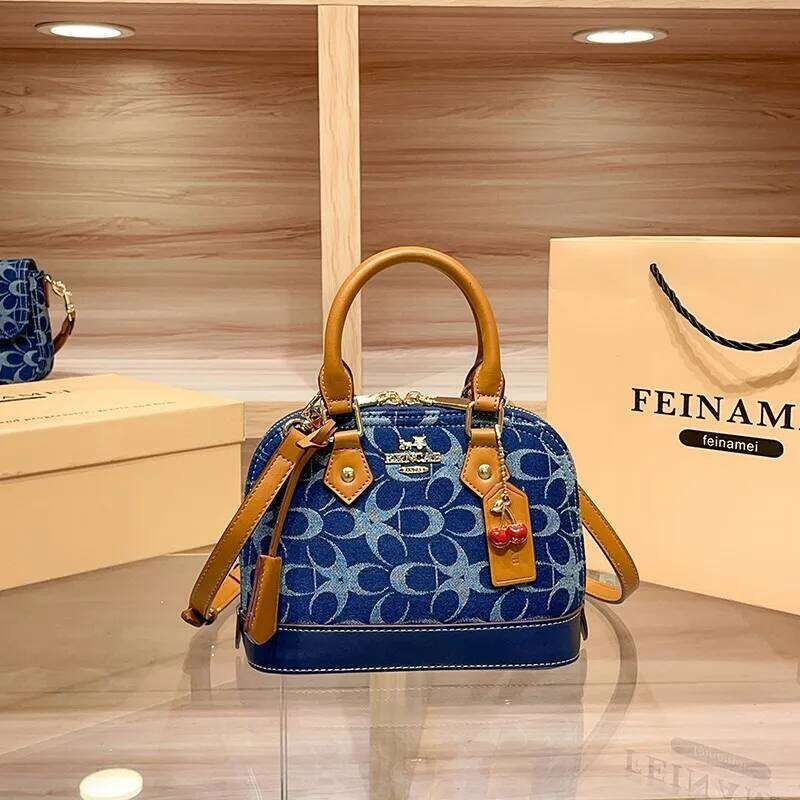 Ladies' handbag, light luxury retro denim canvas fashionable 2025 new shell bag, high-end single shoulder crossbody bag