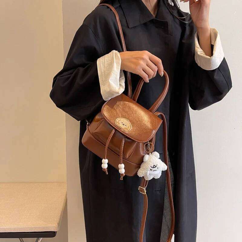 Women's Korean retro casual bucket mini small cute backpack, simple and versatile fashion backpa