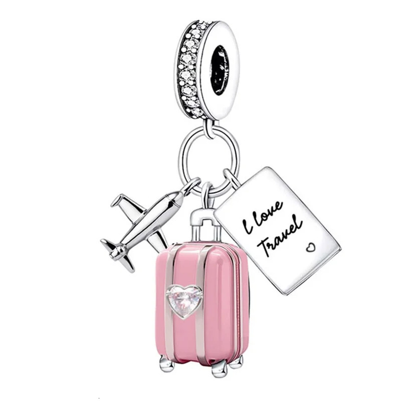 925 Sterling Silver Animal Dumbbell Cute Pink Dog Charms Beads Fit Diy Bracelet Bangle Making Gift Of High Quality Jewelry 260124