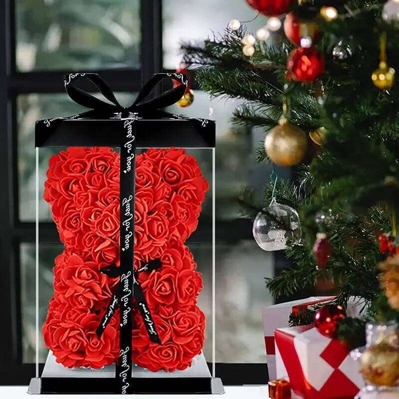 Gifts Women Flower Bear Hand Made Rose Teddy Bea for Valentines Mothers Day Wedding Anniversary Bridal Showers Y260131