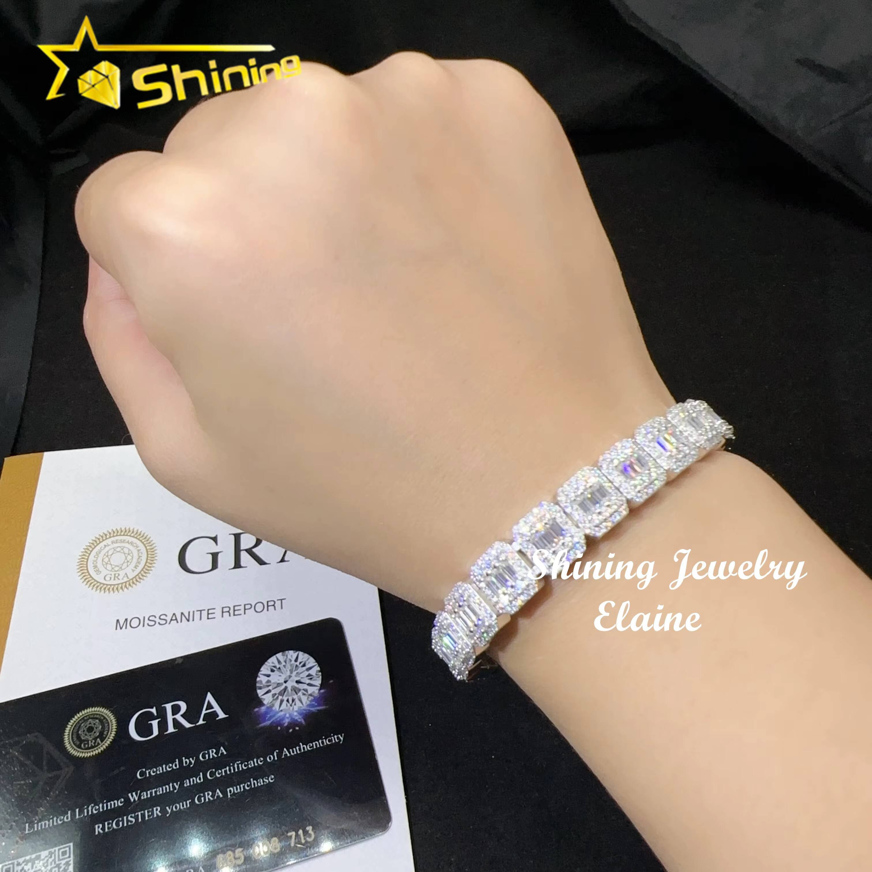 Sterling Silver 925 Iced Out Diamond Ready to Ship Bracelet Vvs Moissanite Hip Hop Jewelry Tennis Bracelet