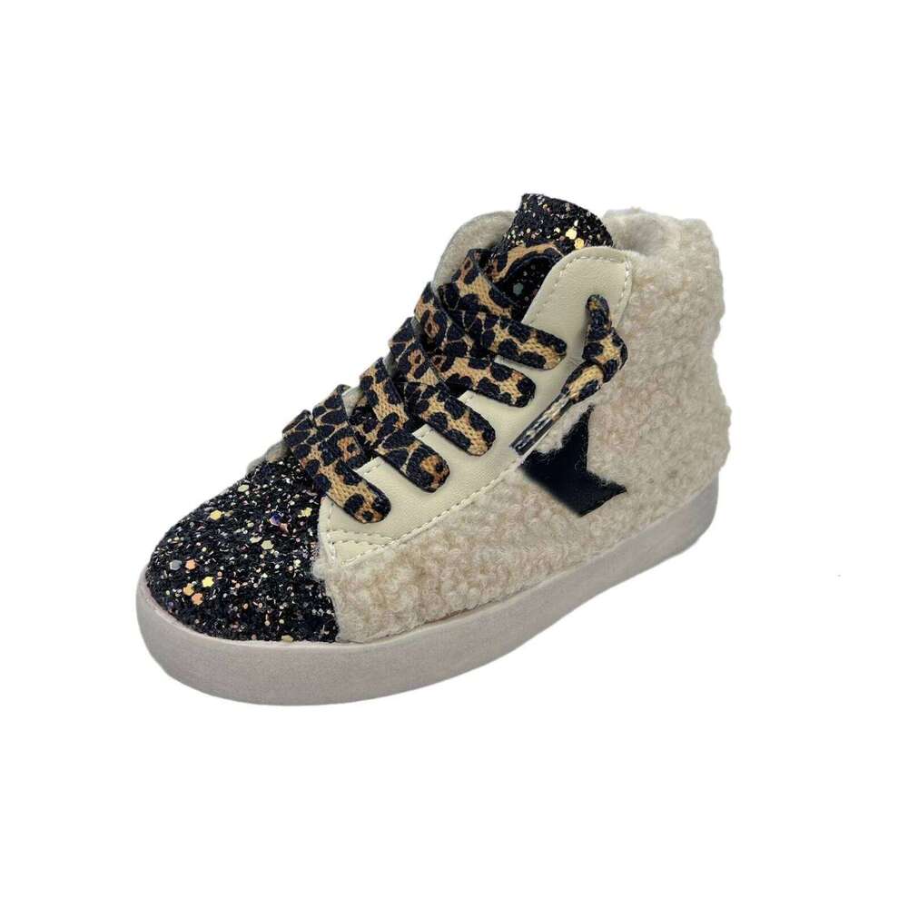 New Sequin Children Winter Board Sneakers Kids Girl Fashion Warm Fur Boy Casual Outsaid Sport Star Leopard Shoes XZ004 Y260128
