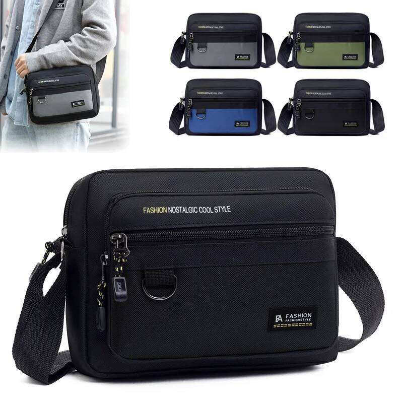 Business Work Travel Canvas Crossbody New Multi-pockets Men's Shoulder Bag Waterproof Large Capacity for Male 2025
