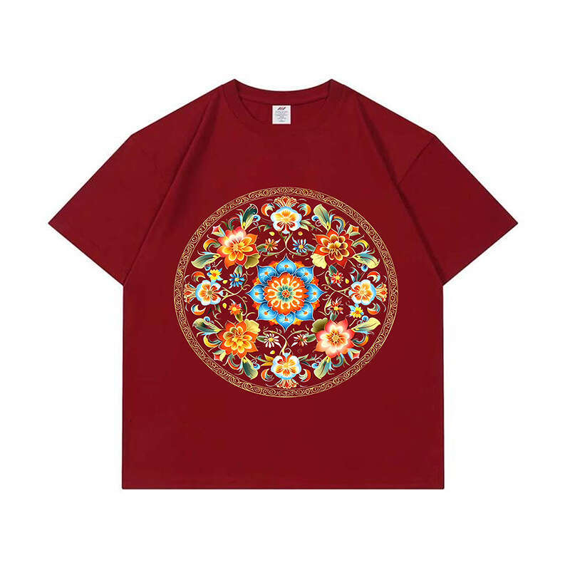 Summer New National Trend Style 3D Digital Print Short Sleeve T-Shirt Unisex Round Neck Luanyun Luanyun