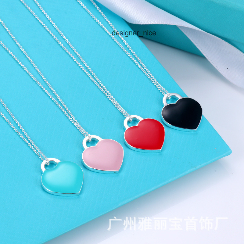 designer strands luxury jewelry for men women gold silver woman heart shaped enamel red blue pink black t brand necklace collar tiffamy tiffanies and tiffanyx co M95N