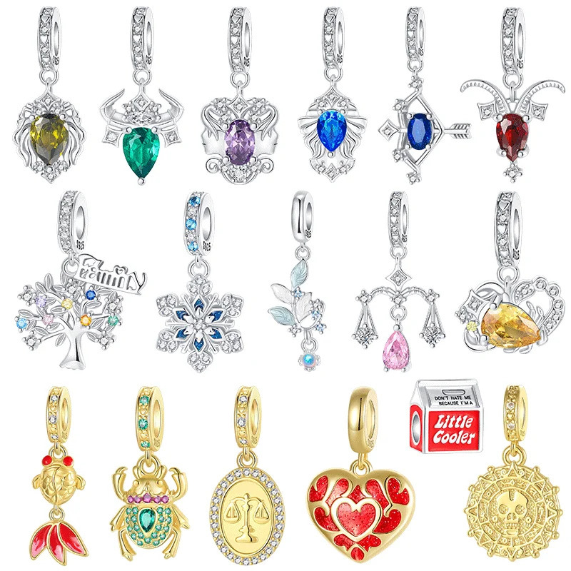 925 Sterling Silver Sc Beetle Goldfish Pendant DIY Fine Beads Fit Original Charms Bracelet Women Jewelry Diy 260124