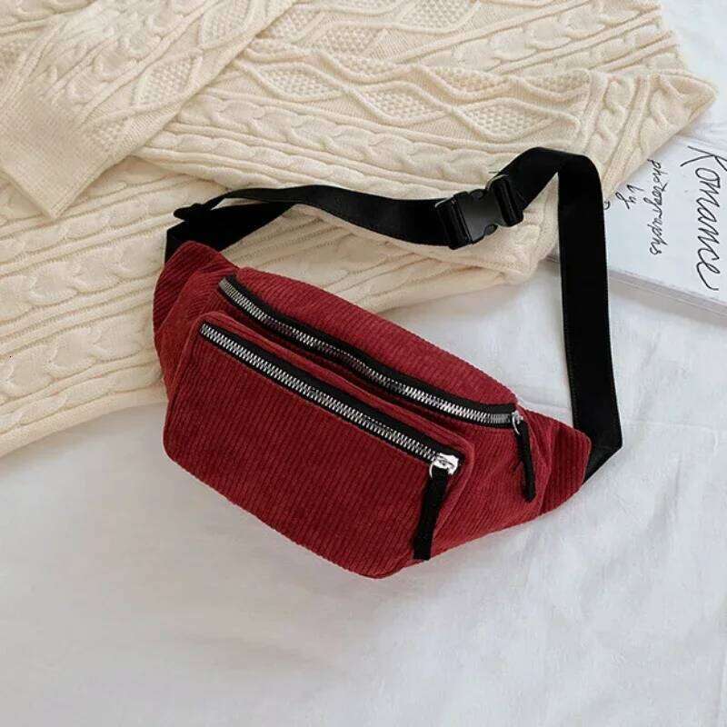 Corduroy Chest Fanny Crossbody Bags Sport Half Moon Belt Bag Fashion Phone Waist Pack for Women