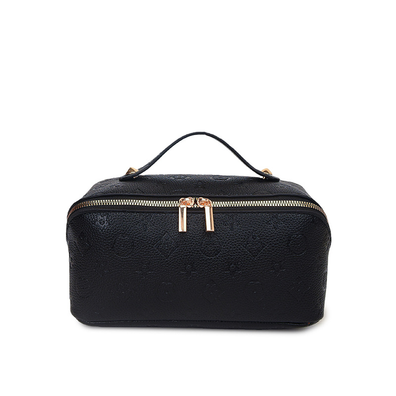 2026 new PU cosmetic bag women's large-capacity waterproof and portable going out travel partition washing cosmetics storage bag