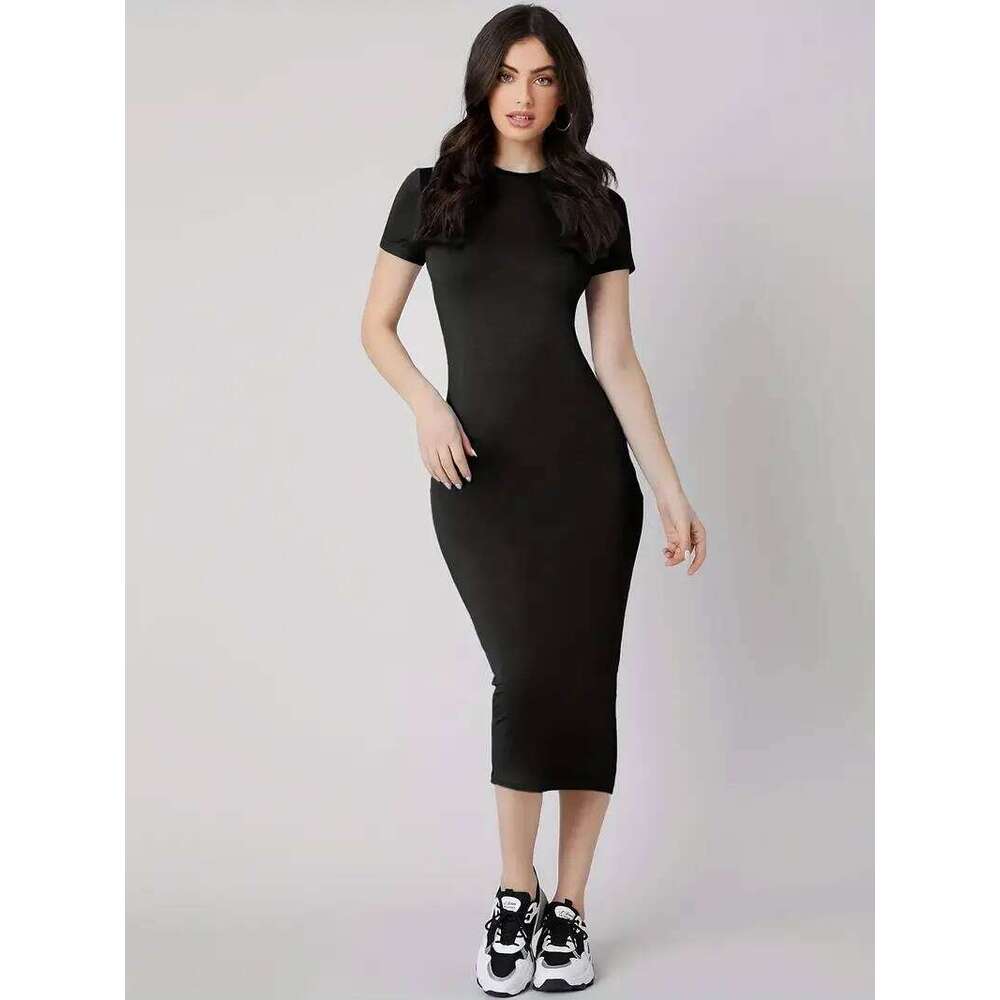 Women's Spring/Summer Colored Lipprint Letter Print Casual Slim Fit Round Neck Short Sleeve Sexy Dress XJ260131