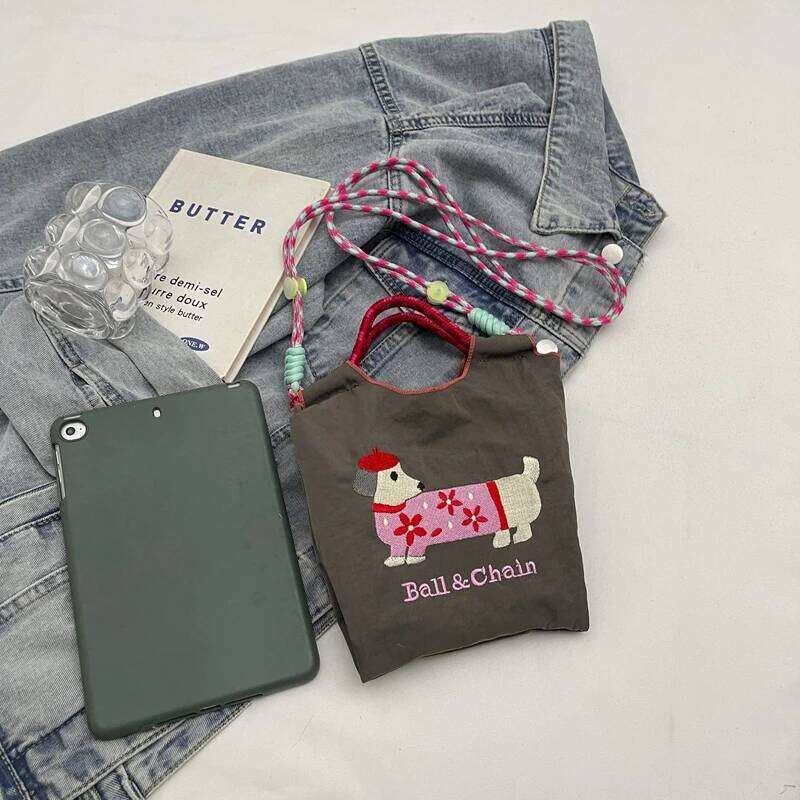 Cartoon embroidered handbag - casual and fashionable, single shoulder bag, lightweight, suitable for commuting, crossbody bag