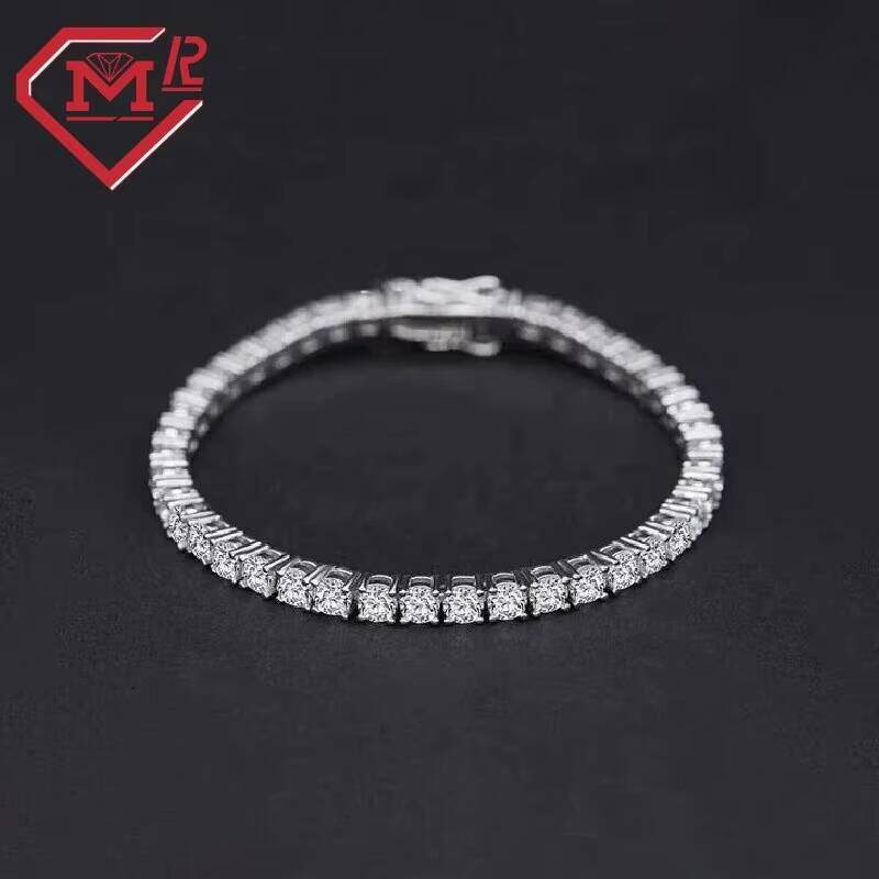 Wholesale 3mm VVS Diamond Bracelet Sparkling 925 Sterling Silver Moissanite Tennis Bracelet