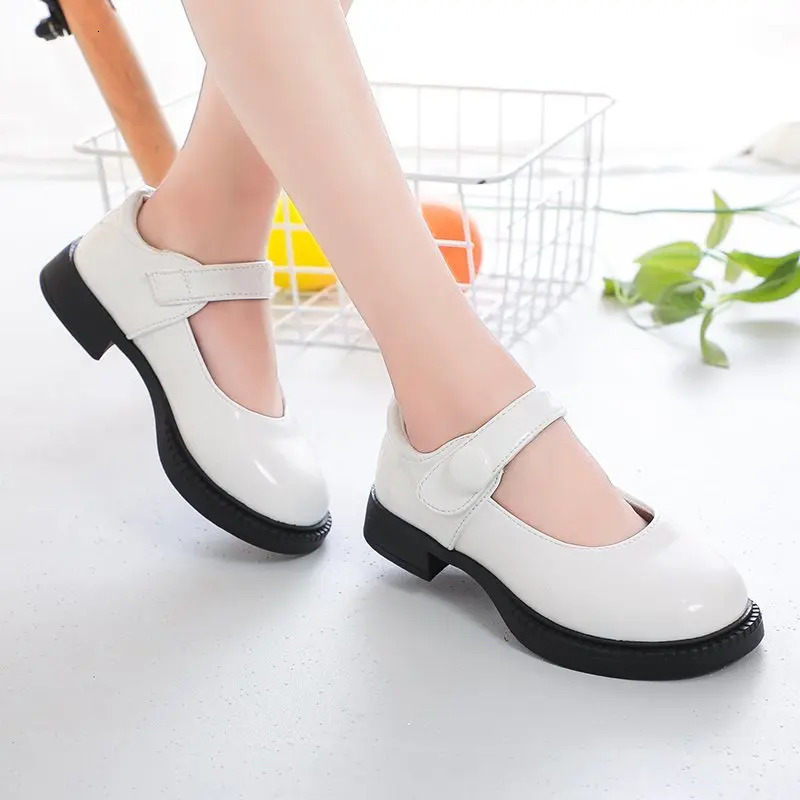 Girls Leather Shoes for Wedding Party Black White School Shoes Children Dress Shoes Princess Sweet Kids Mary Janes Classic 26-36 260124