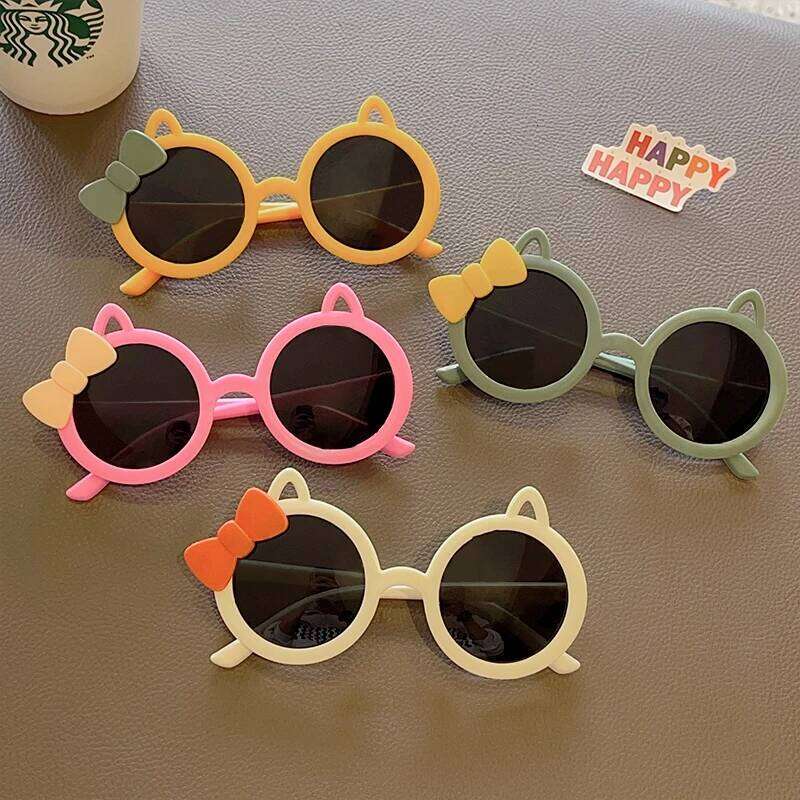2023 New Children Cute Cartoon Bow Cat Ears Kids Outdoor Sun Protection Lovely UV400 Polarized Girls Boys Sunglasses H260130