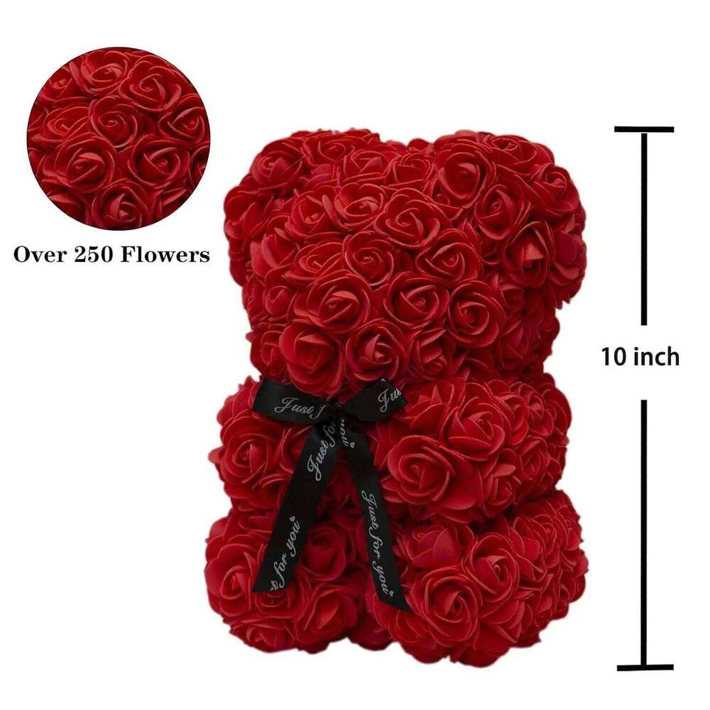 Cute Bear Rose Flower with Light Christmas Valentines Mothers Day Birthday Anniversary Gifts for Women Mom Wife Girlfriend Y260131
