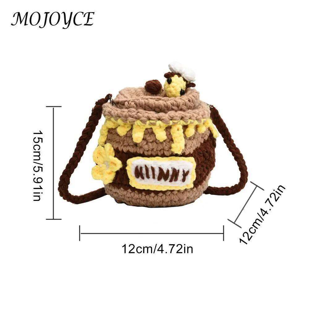 Woven Crossbody Bags Cartoon Coin Purse Cute Honey Jar Handbags for Women Work Shopping Travel XJ260131
