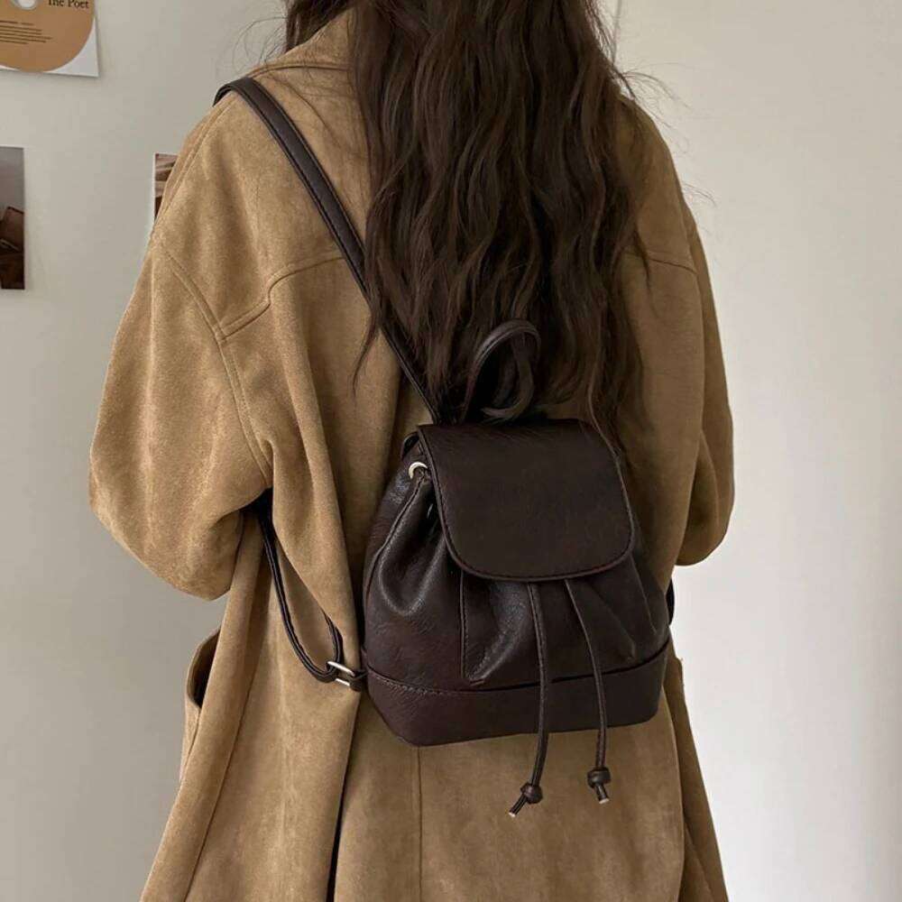 Students Women Travel School Dual Shoulder Bag 2025 New Versatile PU Leather Cute Fashion Backpack for College