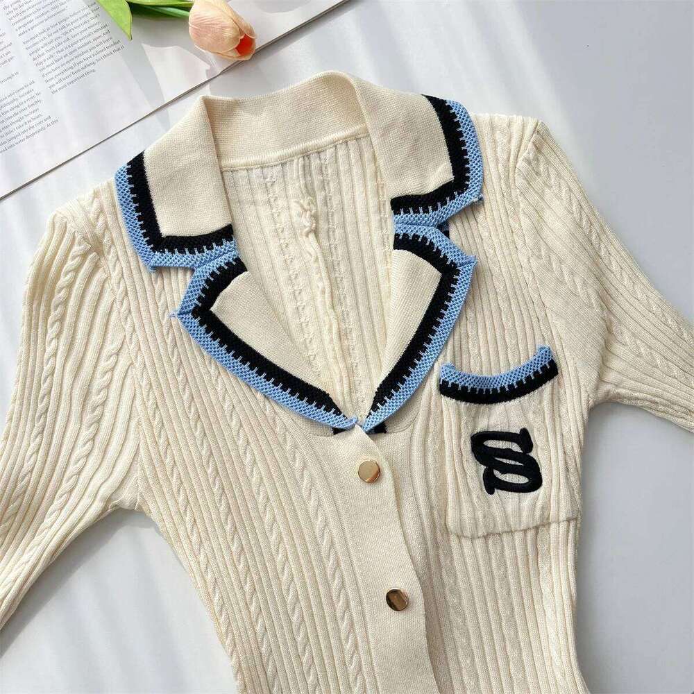 YuooMuoo Brand Fashion Knitted Maxi 2024 Elegant Turn-down Collar Embroidery Long Sleeve Shirt Dress Lady Sweater Vestidos XJ260131