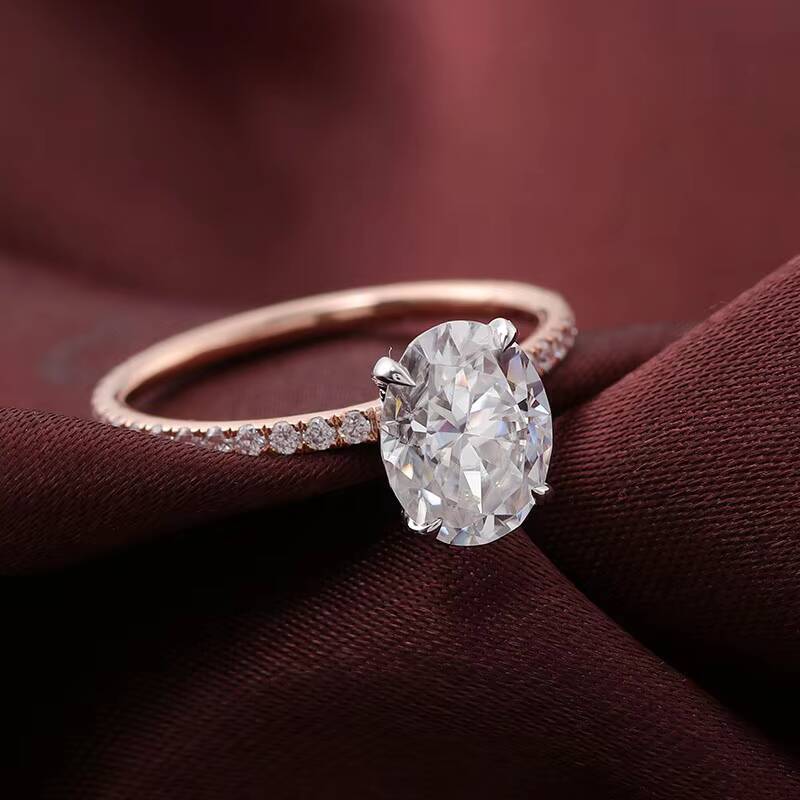 Handmade Oval Cut 2CT Moissanite Engagement Ring Promise Ring 18K Solid Gold Anniversary Gift Stacking Ring Dedicated Gift - view 3