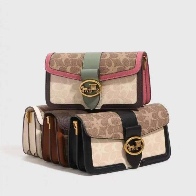 Women's 2025 New Retro Small Square Bag High end Light Luxury Print Contrast Color Minimalist Fashion One Shoulder Crossbody