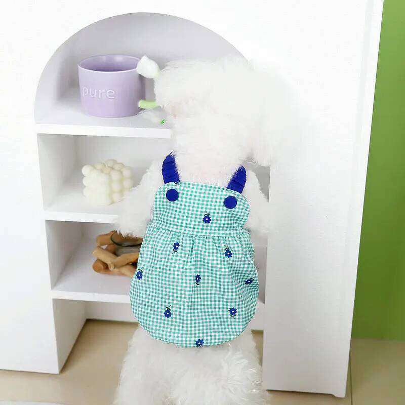 Summer Pet Lovely Plaid Print Dress Chihuahua Teddy Girl Clothes Cat Puppy Suspender Skirt Dog Costume H260129