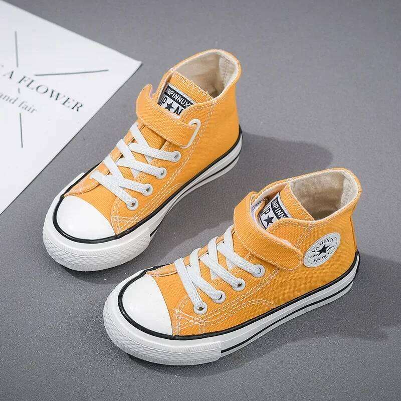 New Fashion Canvas Flat Shoes, Children's High-top Non-slip Sneakers, Student Casual Shoes Y260128