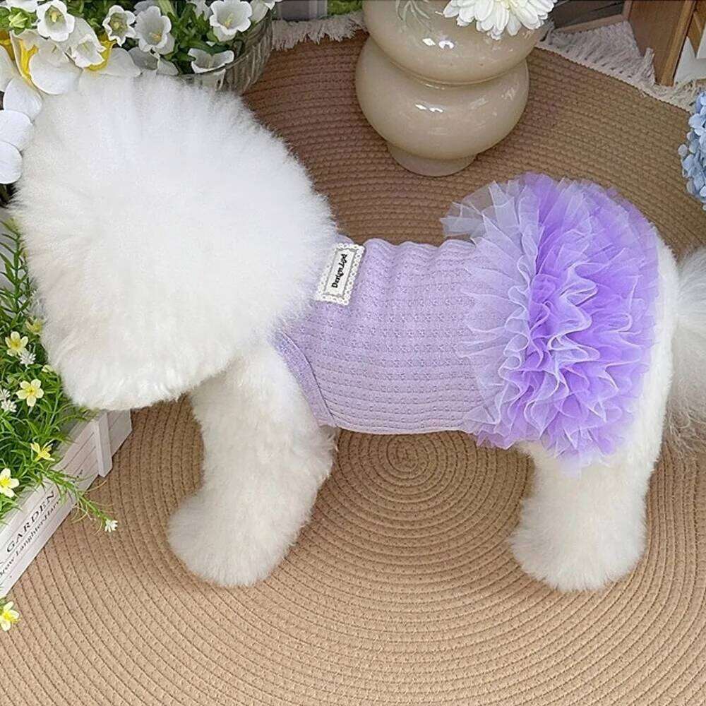 Fashion Lace Summer Thin Design Breathable Dog Princess Dress Mesh Lightweight Pet Costumes Puppy Apparel H260130