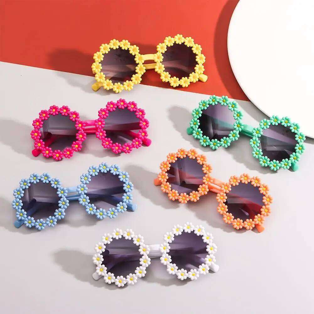 Round Flower Kids Sunglasses UV400 for Boy Girls Lovely Baby Daisy Sun Protection Cute Sport Shades Children Outdoor Eyewear H260130