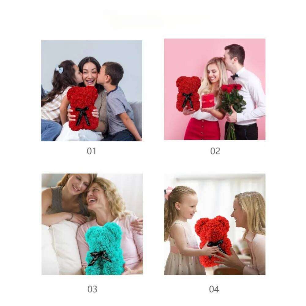 New Flower Eternal Rose Teddy Bear for Mom Mother's Birthday Valentine's Day Anniversary Gifts & Artificial Decor Y260131