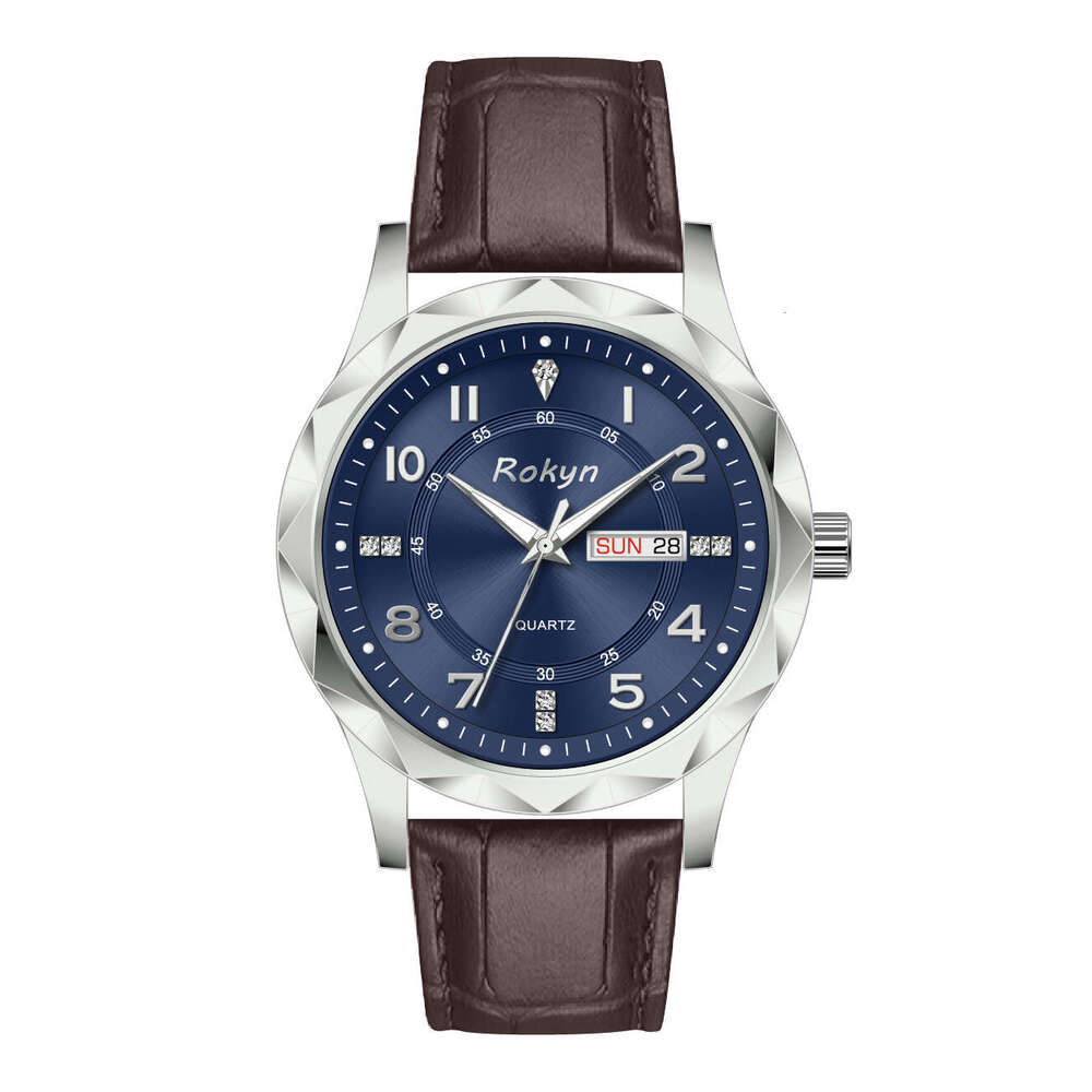 Dual Calendar Men's Waterproof Luminous Leather Strap Watch