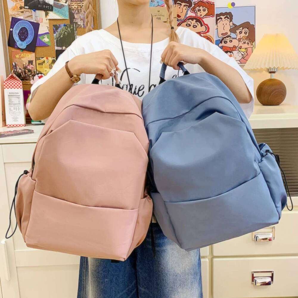 Korean-style large-capacity solid-color backpack girls Korean version, versatile bag for boys high school size, d