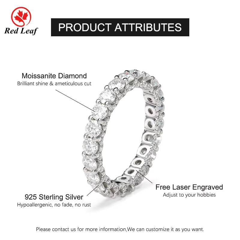 Redleaf 30mm Round Cut 925 Silver Ring GRA Certified Moissanite Ring Custom Wedding Ring Engagement Ring