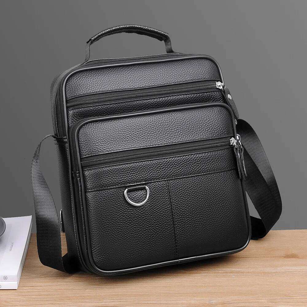 2025 Genuine leather cowhide business Men's single-shoulder crossbody for men casual daily large capacity message bag XJ260131