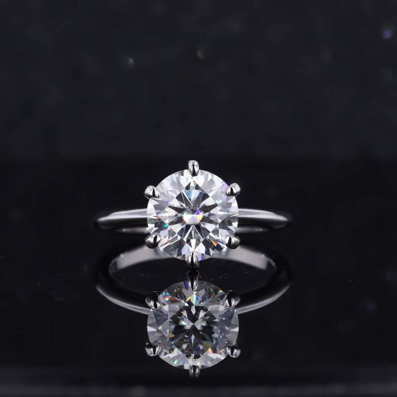 Starsgem Solitaire Style Ring 14k White Gold 25ct Round Brilliant Cut Moissanite Engagement Ring