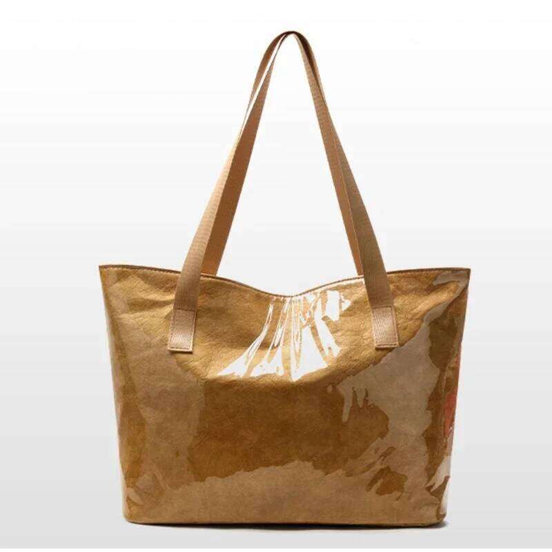 PVC Kraft Paper Tote Bag with Matching Purse,Large Capacity Hobo Shoulder Bag,Women Casual Shopping Letters Top Handle Handbag XJ260130