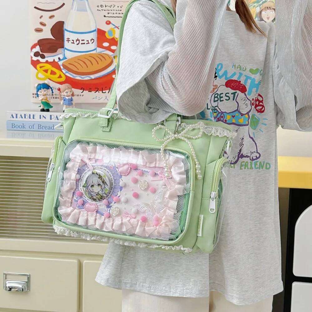 Japanese Ins Soft Girl Shoulder Y2K JK Uniform Transparent Ulzzang Ita Student Commuting Tote Bag Bolsos Para Mujer
