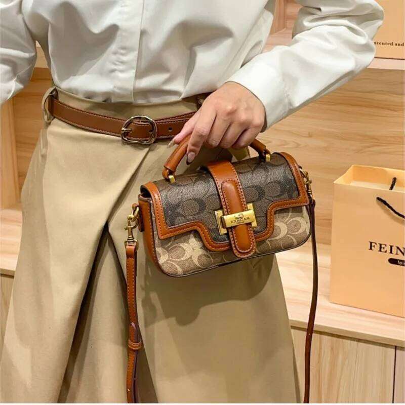 Ladies' Handheld Small 2025 New Light Luxury Niche Design Contrasting Color High End Commuter Shoulder Cross Bag