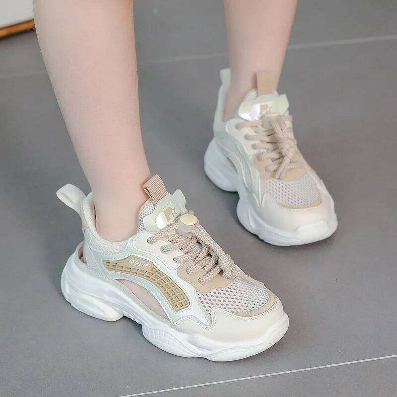 2025 Summer New Boys' And Girls' Sports Soft Bottom Hollow Frame Children's Casual Running Shoes Y260128