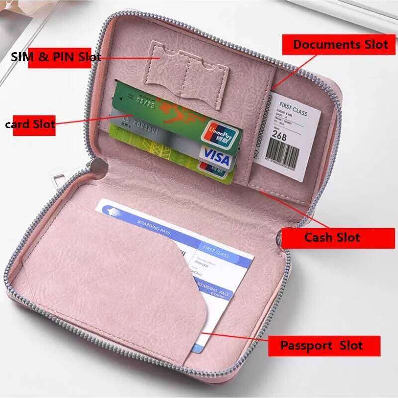 Large Capacity Ticket Organizer Card Zippered ID Case Holder Passport Wallets Travel Accessories