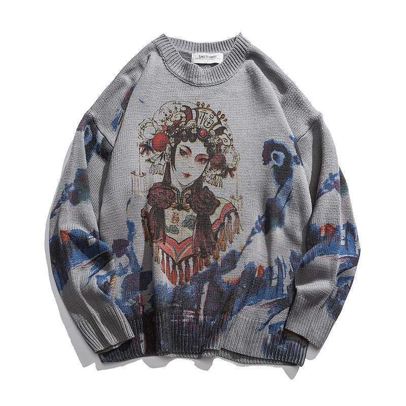 Xiaobin National Spring And Autumn New Men's Trendy Loose Handsome Outerwear Versatile Round Neck Knitted Sweater Trend Luanyun Luanyun