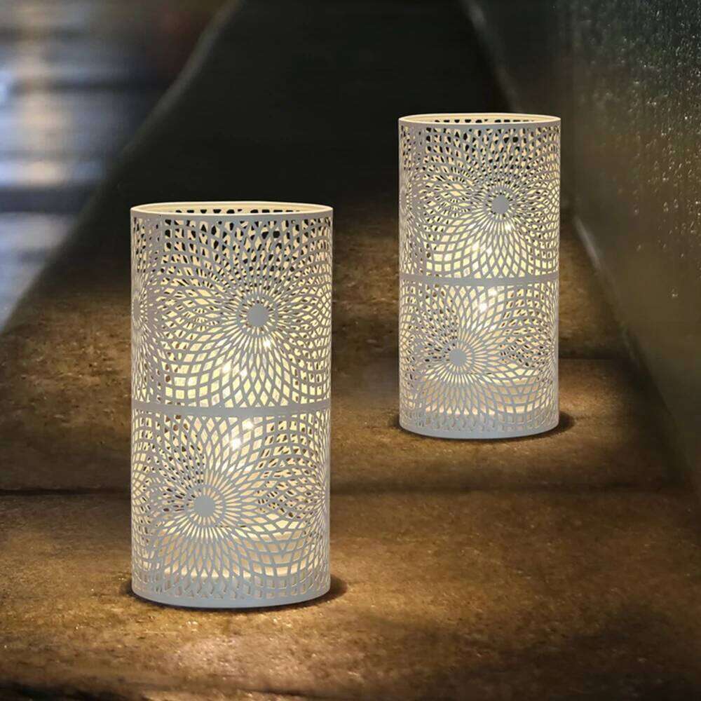 2 Pack Modern Nordic Cylinder Table Lamp Night Light Candle Holder for Bedroom Illumination Warm White Gift Room Decor Y260131