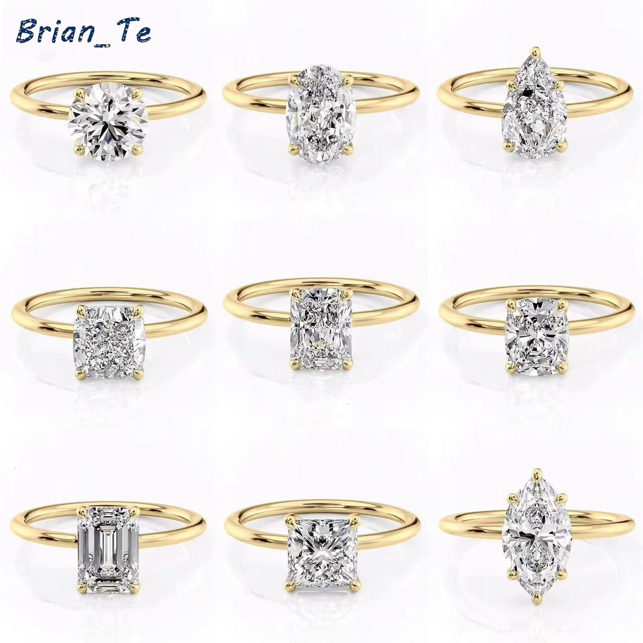 Fine Gemstone Gold 18K 14K Hollow Diamond Engagment Wedding Jewelry Women Moissanite Ring