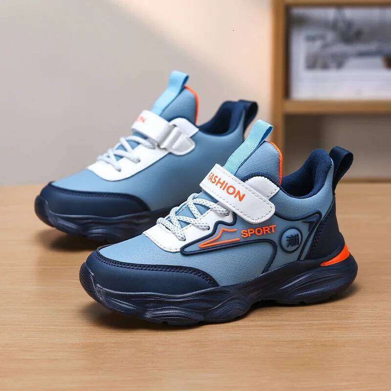 Childrens Sports Fashion Pu Leather Plush Warm Comfortable Walking Casual Winter Outdoor Boys Non Slip Running Shoes Y260128