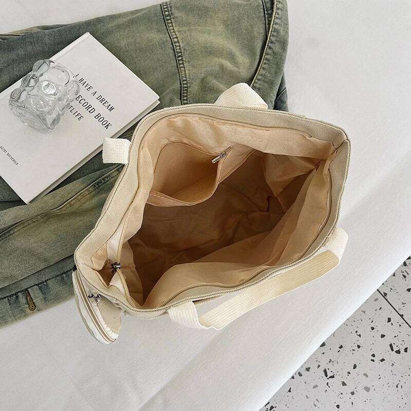 Canvas bag - Women's 2025 model, large capacity, simple design, hand-held, shoulder bag, casual travel, letter-shaped, offi