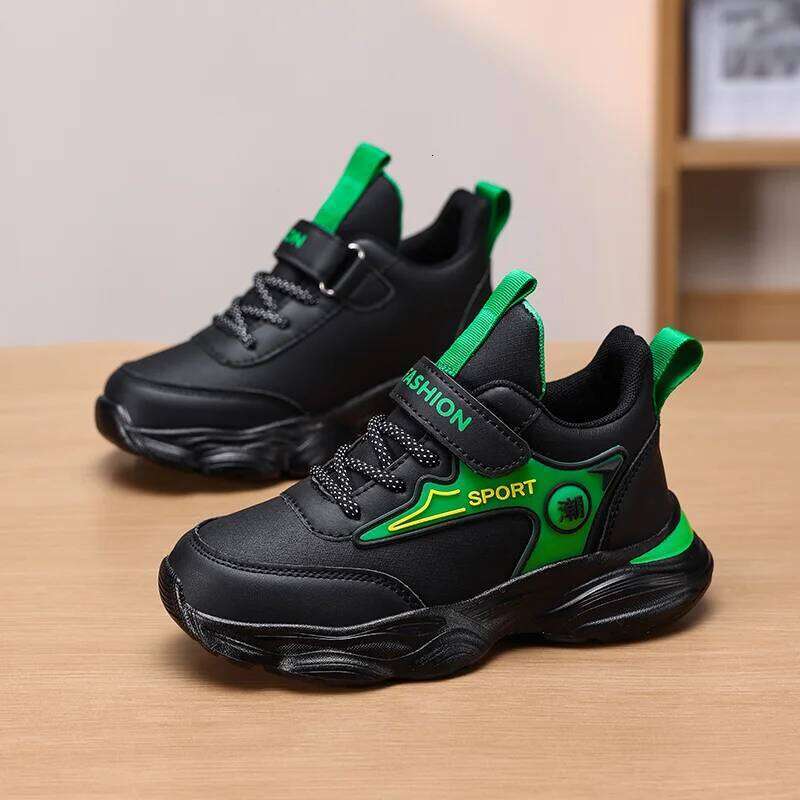Childrens Sports Fashion Pu Leather Plush Warm Comfortable Walking Casual Winter Outdoor Boys Non Slip Running Shoes Y260128