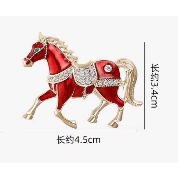 European and American Creative Personality Alloy Enamel Oil Drop Rhinestone Horse Brooch Exquisite Women's Clothing Accessories Pin Versatile Dec