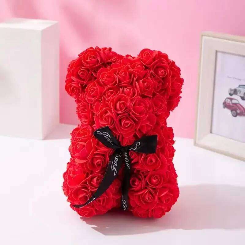 1pc Artificial Rose Bear Flower a Gift for Women Christmas Valentine's Day Birthday Anniversary Y260131