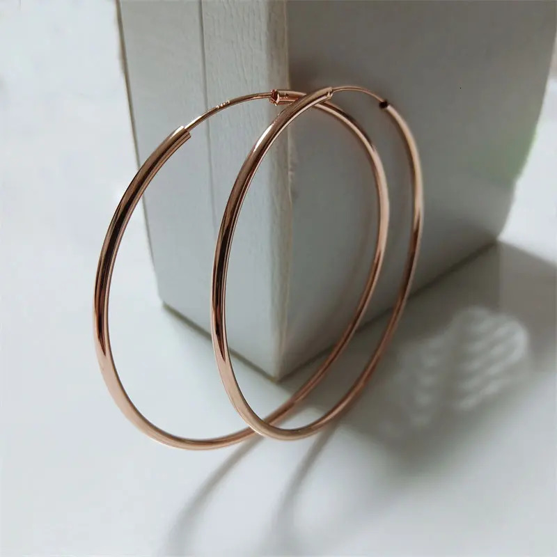 Senlissi -Rose Gold Hoop Earrings For Women 925 Sterling Silver Original Fashion Earring C K Rings gold 260126